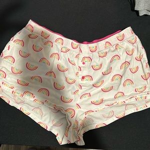 Love Pink comfy pj shorts with cute rainbows